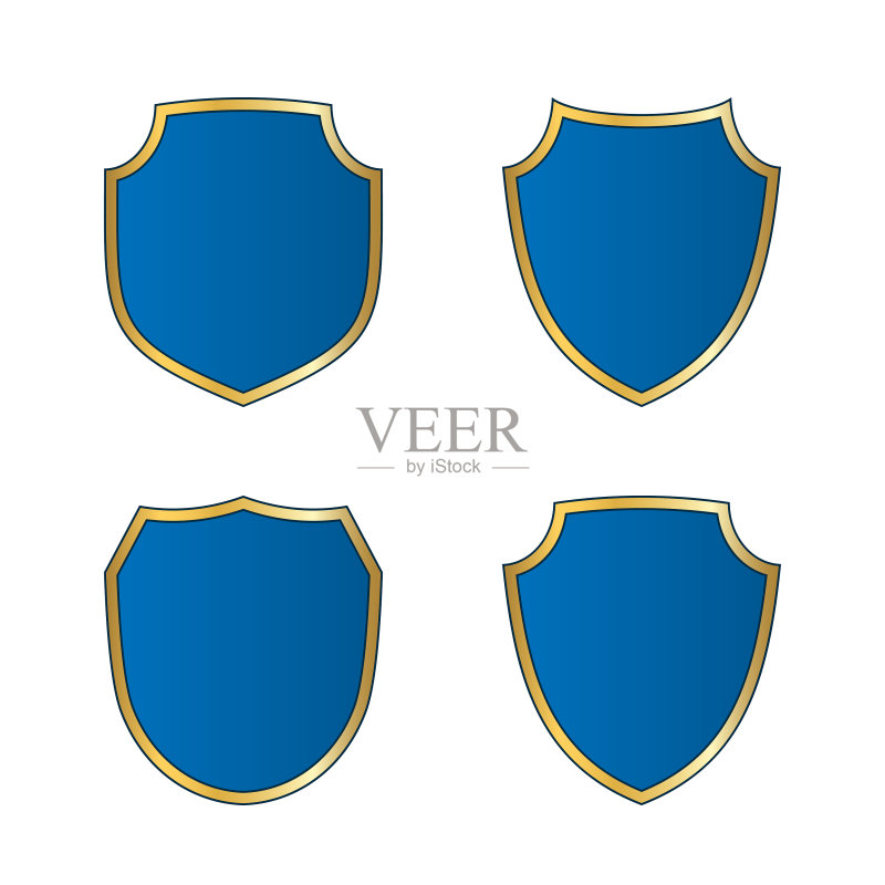 金色蓝盾形状图标Logo合集图标素材