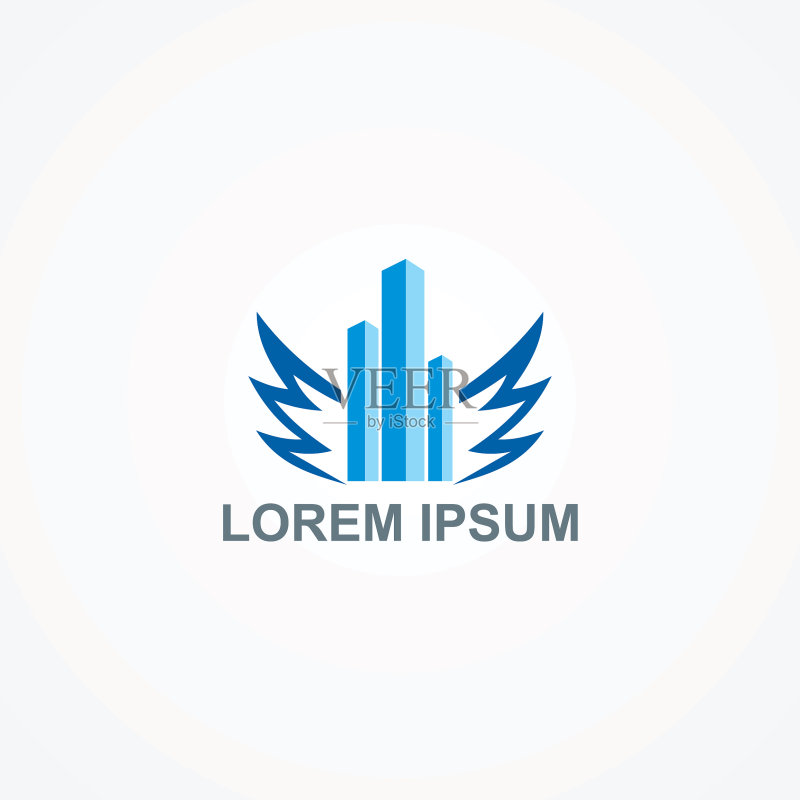 带翅膀的建筑线条商业Logo图标素材