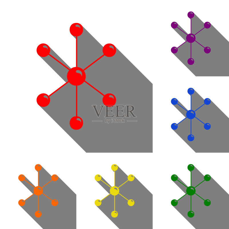 红色橙色分子符号集合图标素材