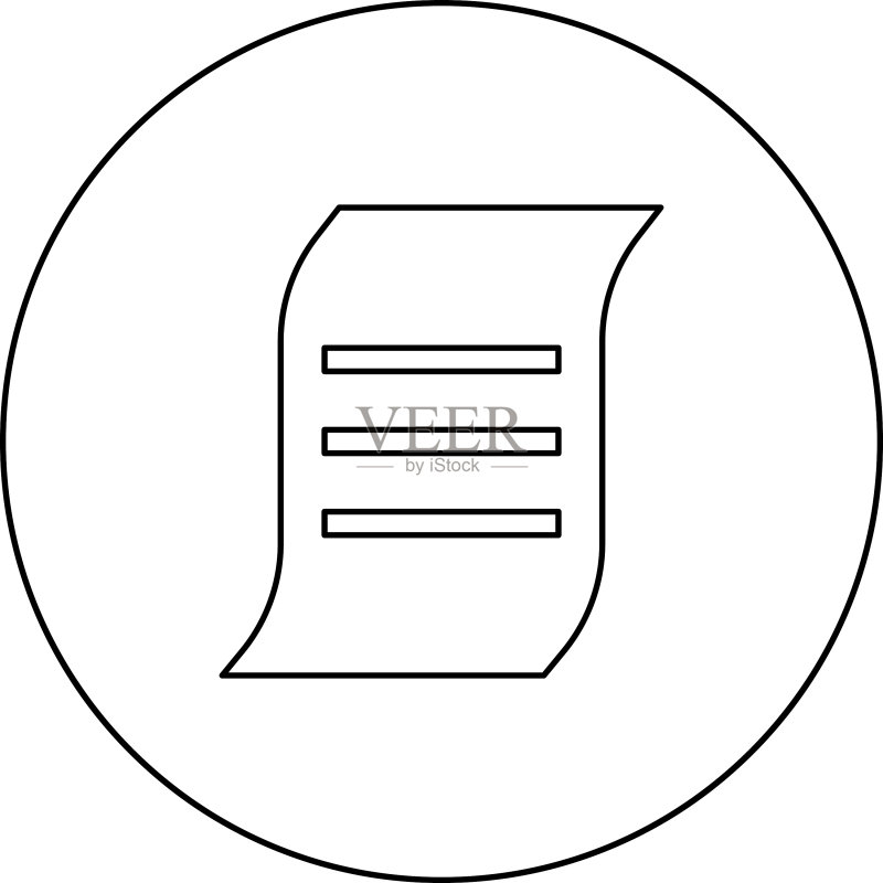 圆形黑色轮廓文档图标图标素材