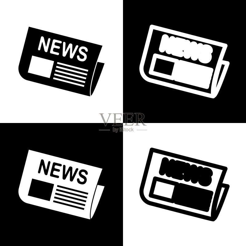 报纸标志黑白图标图标素材