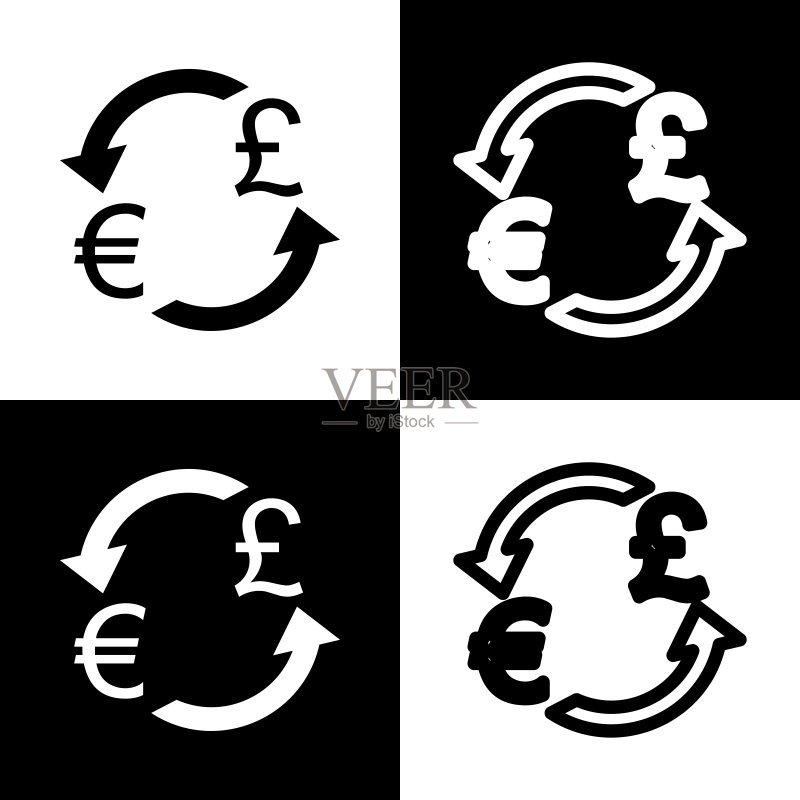 欧元和英镑货币兑换标志图标素材