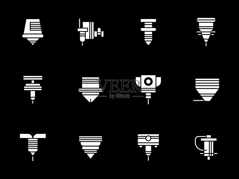 白色glyph样式的机器人激光图标图标素材