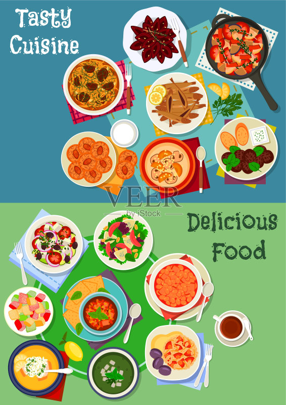 希腊俄罗斯美食菜单图标集图标素材