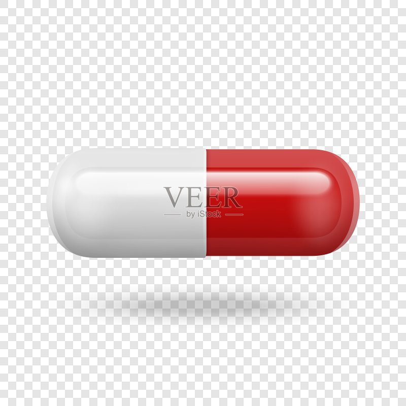 逼真3D红白药丸图标素材