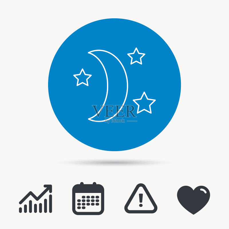 月亮星星睡眠夜间图标图标素材