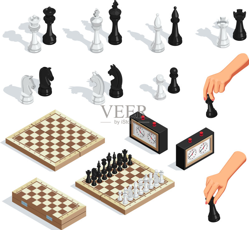 国际象棋2.5D套装图标素材