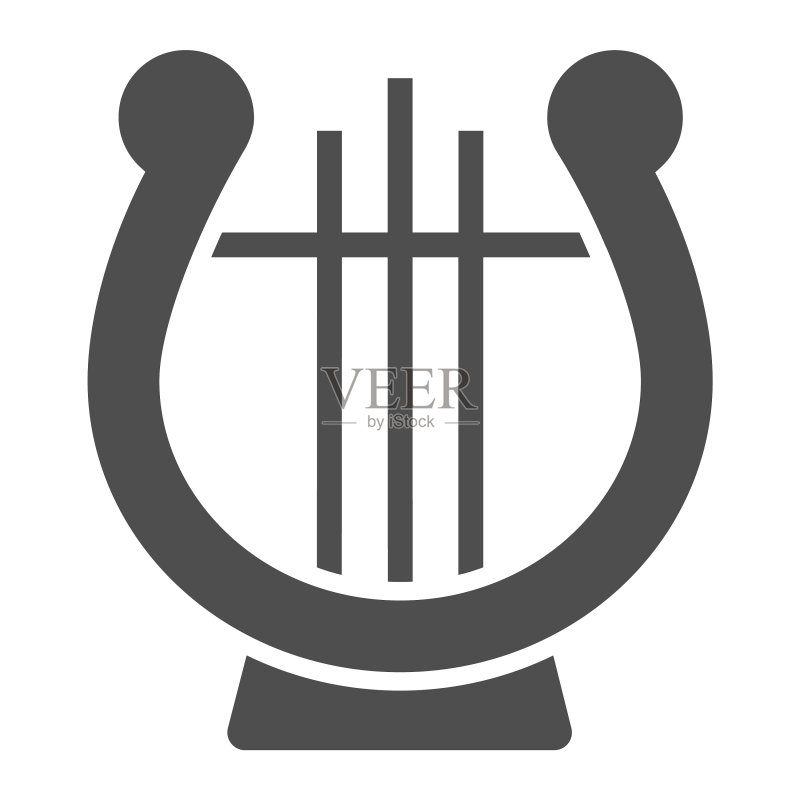 里拉符号图标,音乐和古代竖琴标志图标素材