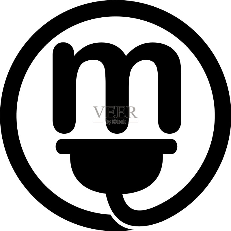字母M电源插头图标素材