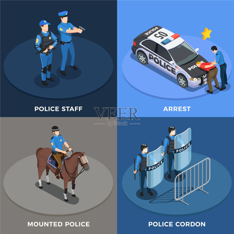 警察概念图标集图标素材