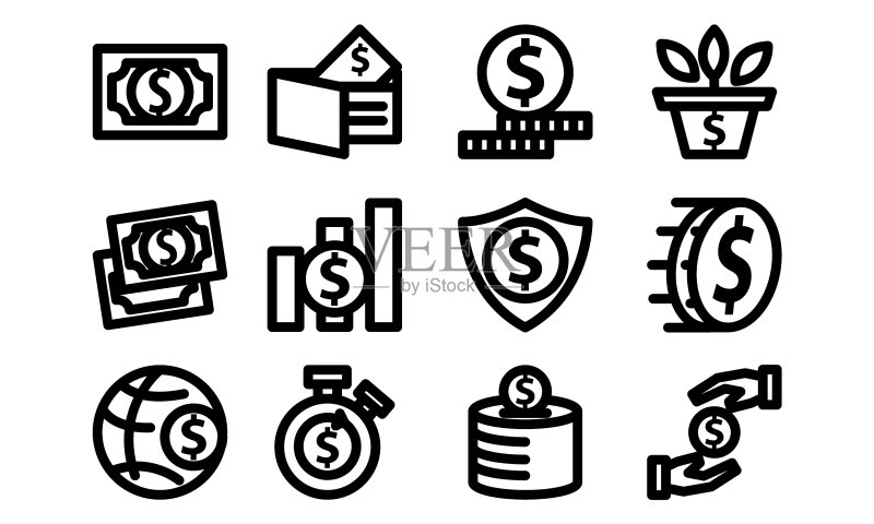 金钱模板图标集图标素材
