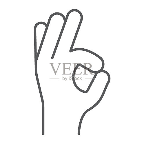 手势OK细线电商图标图标素材