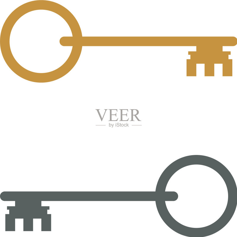 灰色金色经典钥匙图标Logo模板图标素材