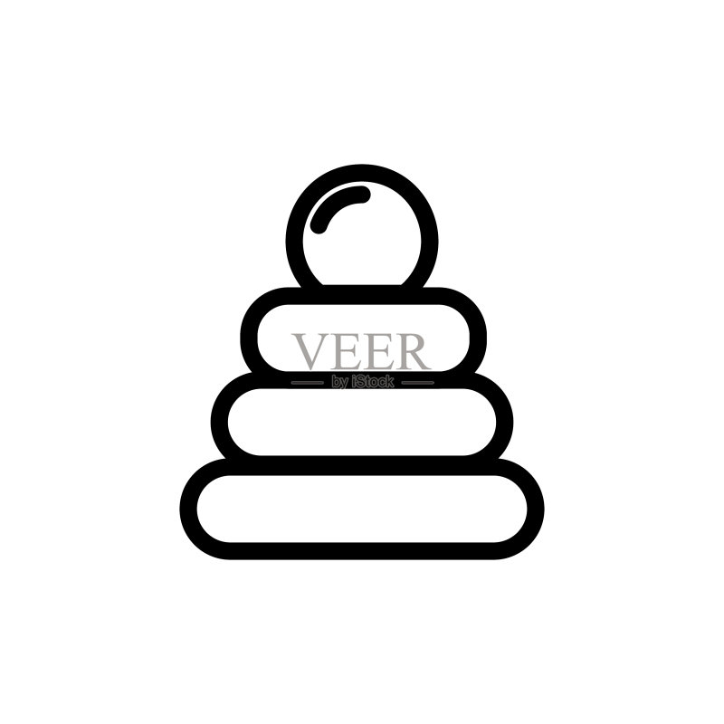 婴儿金字塔玩具细线轮廓符号图标素材