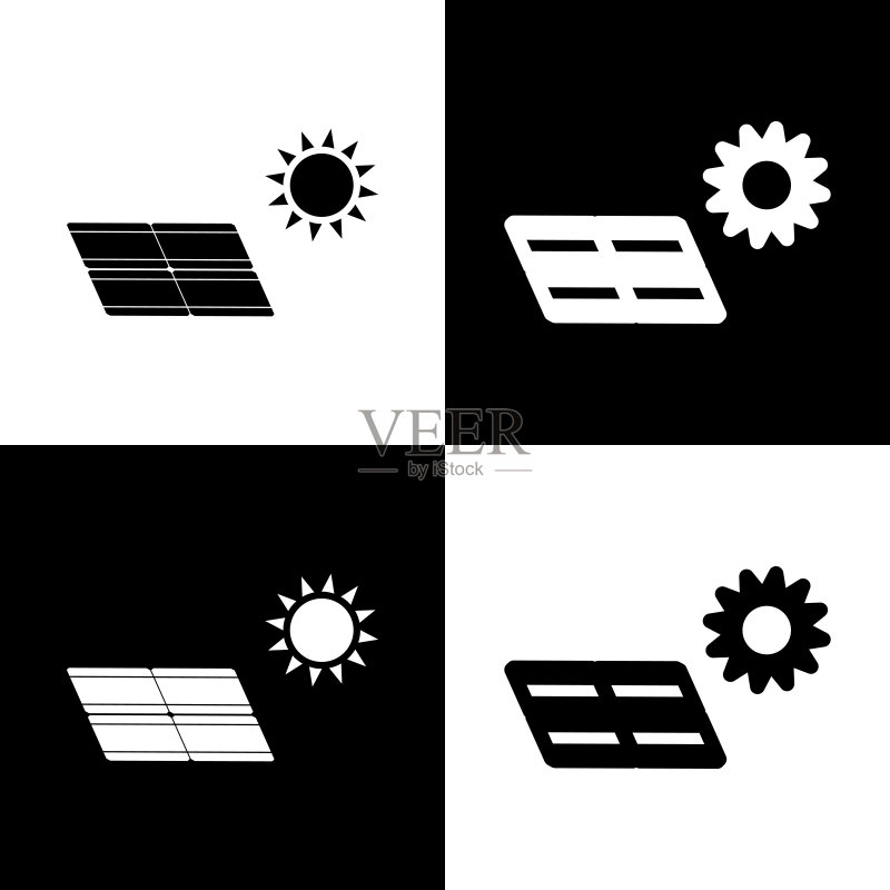 太阳能电池板生态趋势概念标志图标素材