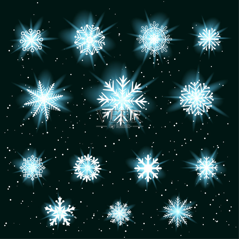 发光雪花图案合集图标素材