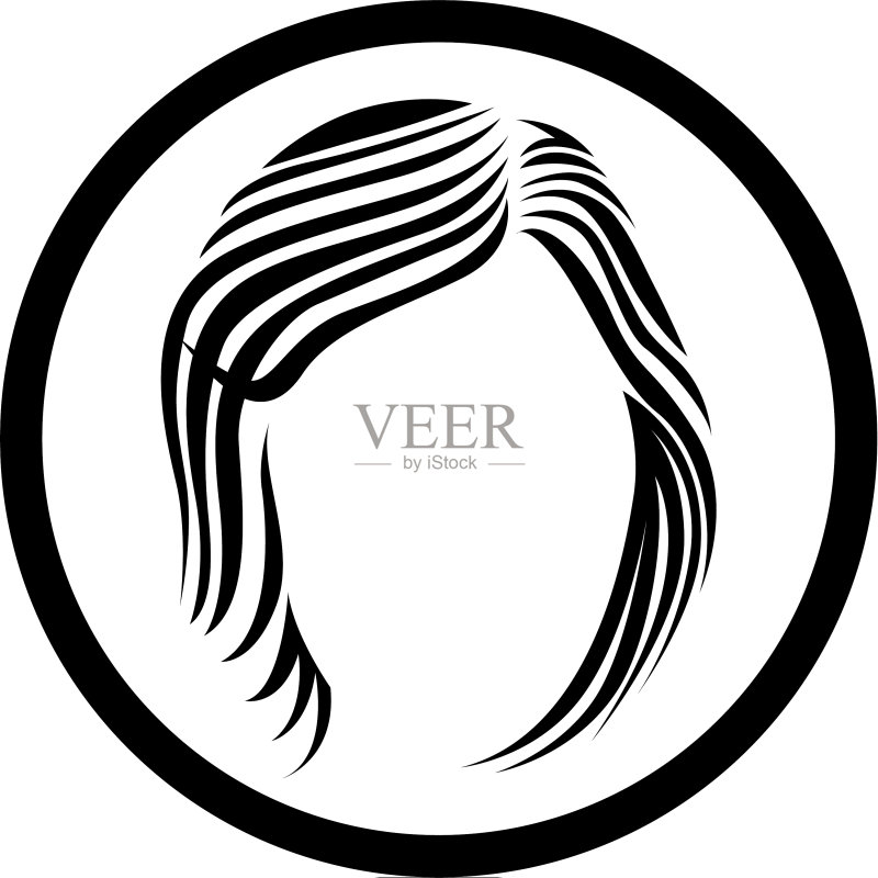 女性发型面部标志图标素材