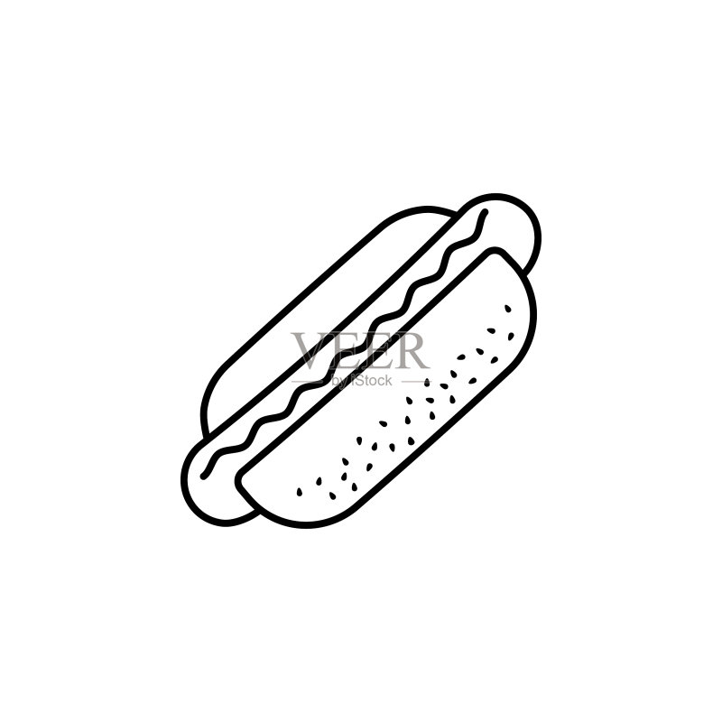 热狗线条图标食品饮料元素图标素材