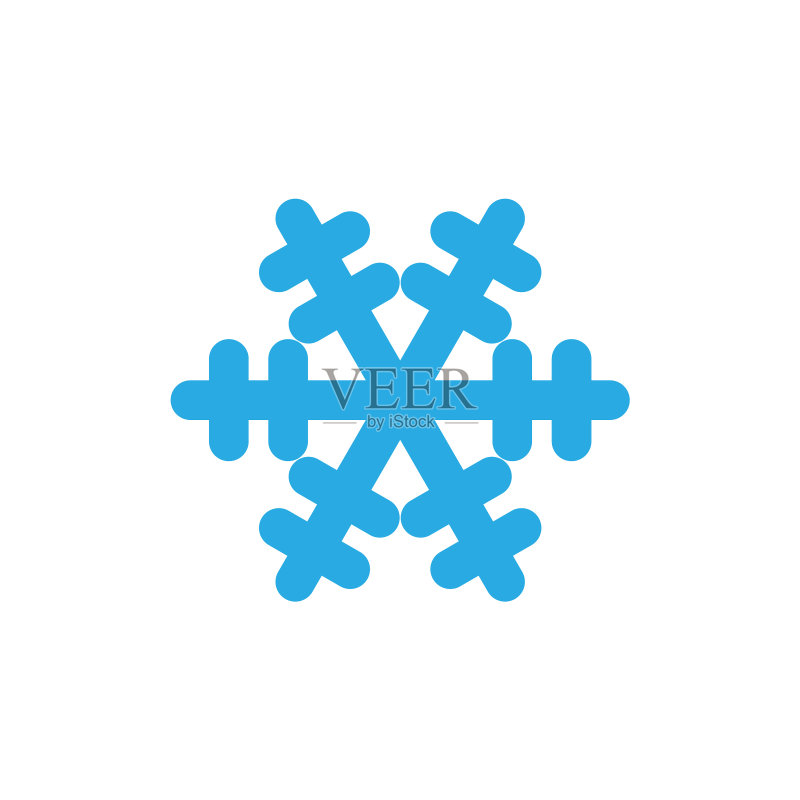 蓝色剪影雪花图标图标素材