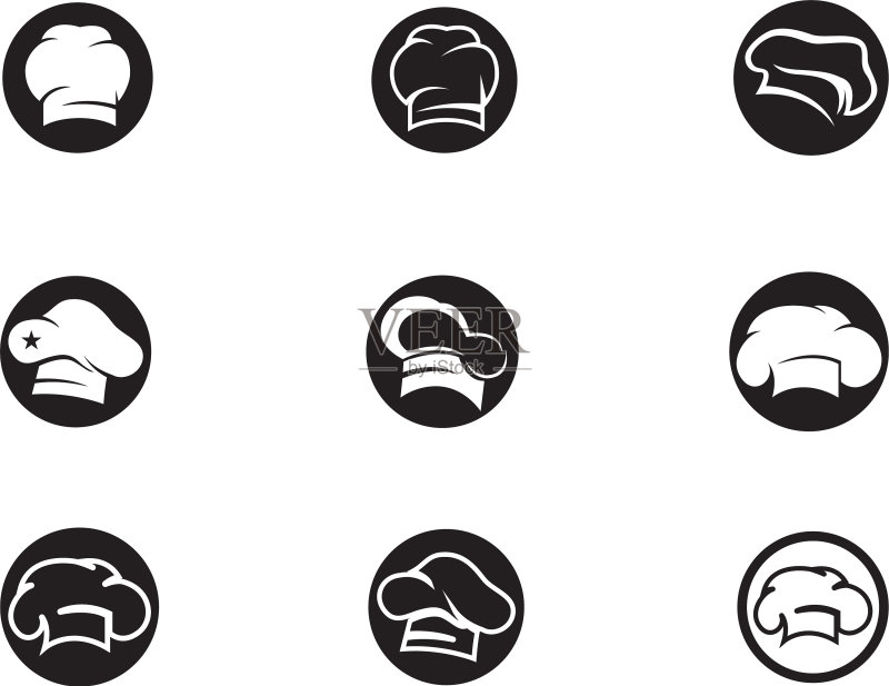 厨师帽logo和黑色图标符号图标素材