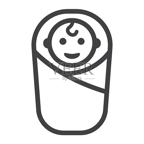 婴儿出生线条图标图标素材