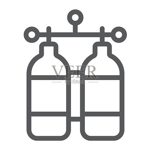 潜水和水下氧气罐线性图标图标素材