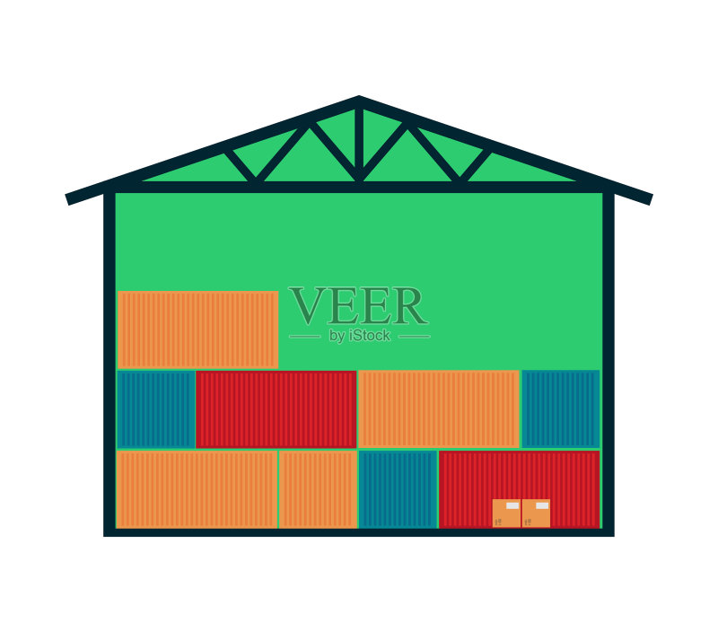 带仓库建筑的配送图标图标素材