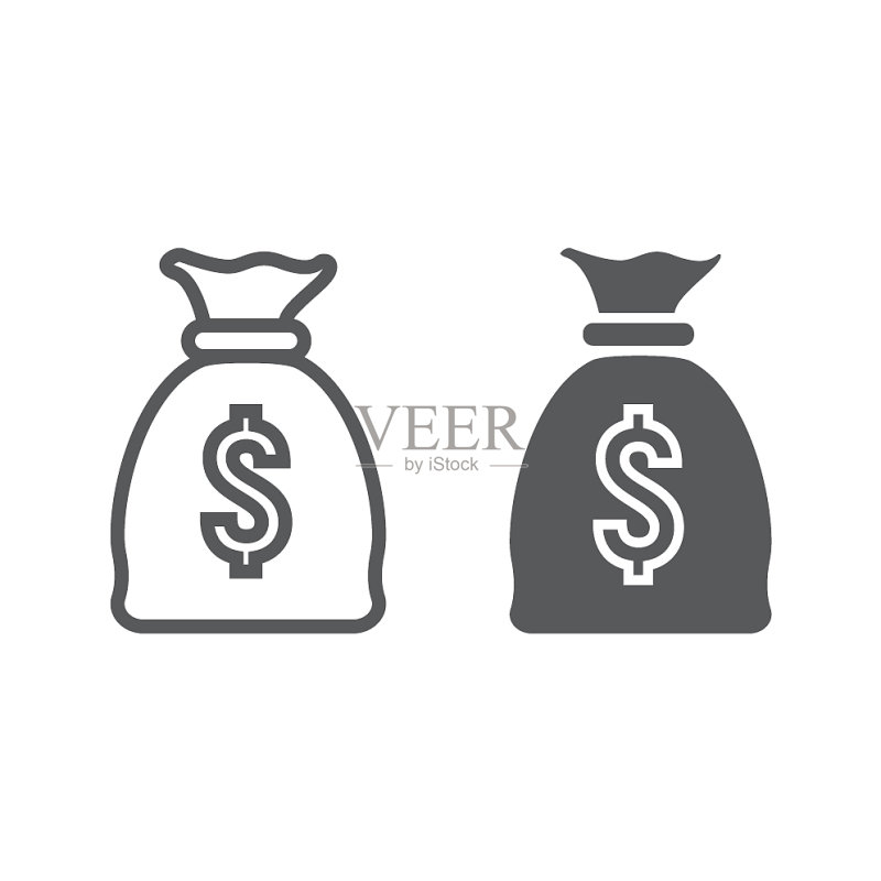 钱袋线条和符号金融图标图标素材