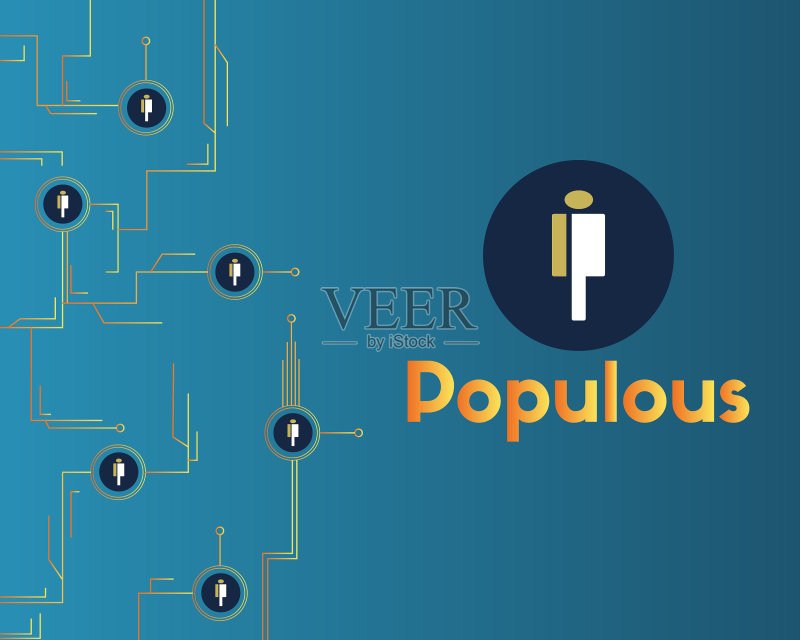 Populous加密货币区块链技术图标素材