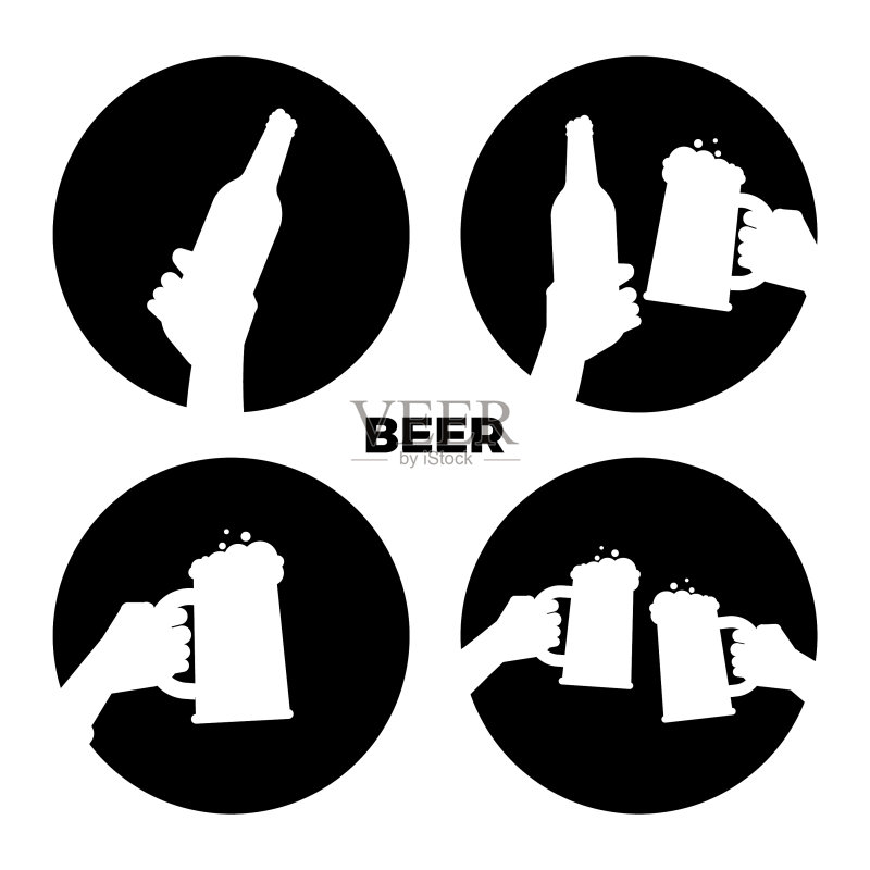 黑白啤酒图标合集图标素材