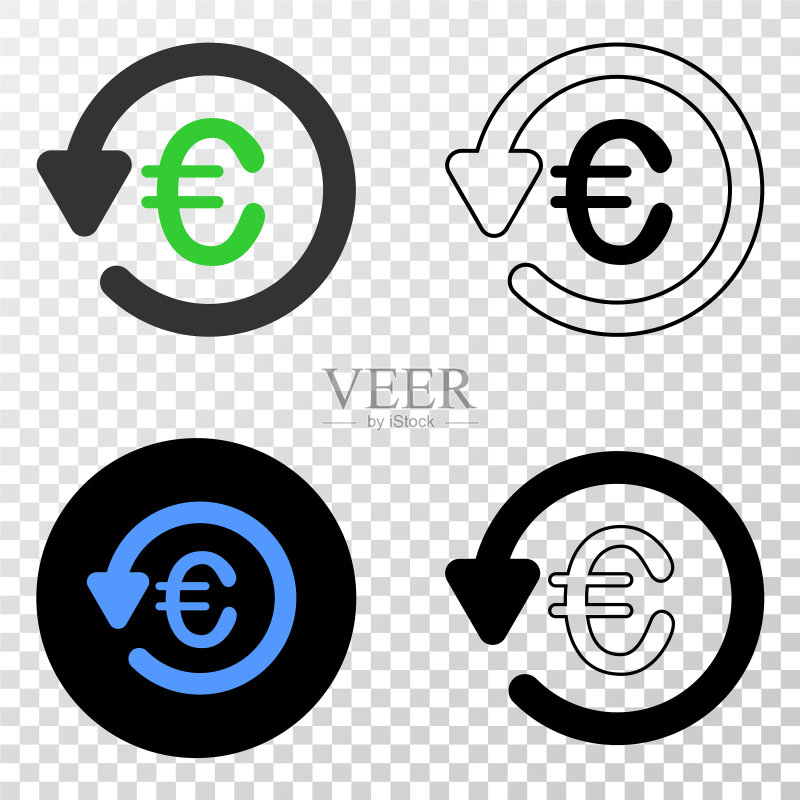 带轮廓的欧元退款EPS图标图标素材