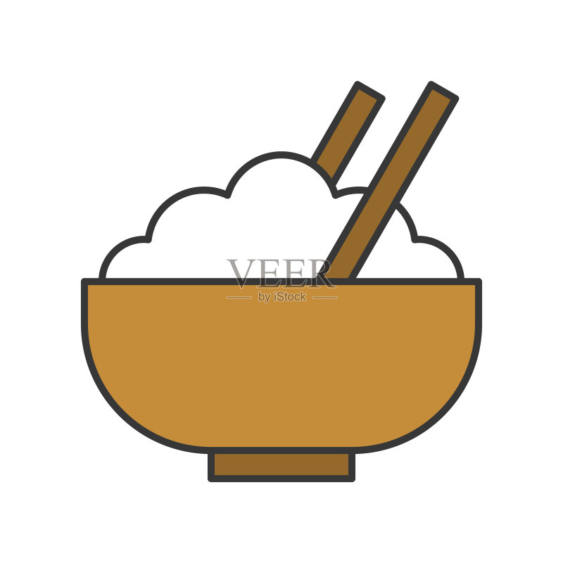 碗中米饭美食组合图标素材