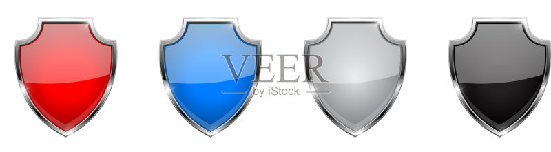 盾牌图标玻璃3D彩色网页标志图标素材