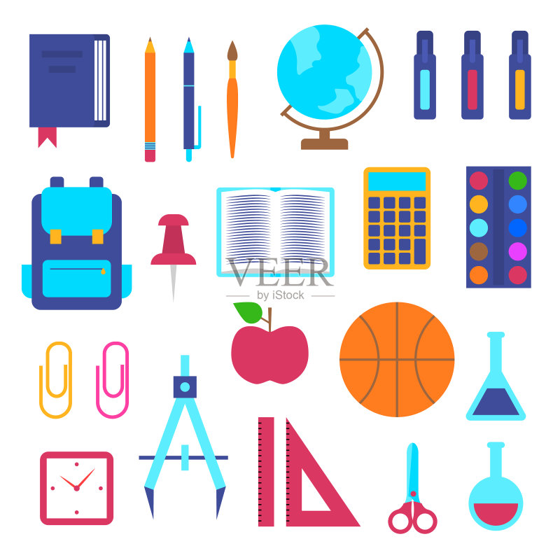 卡通彩色学习用品图标素材图标素材