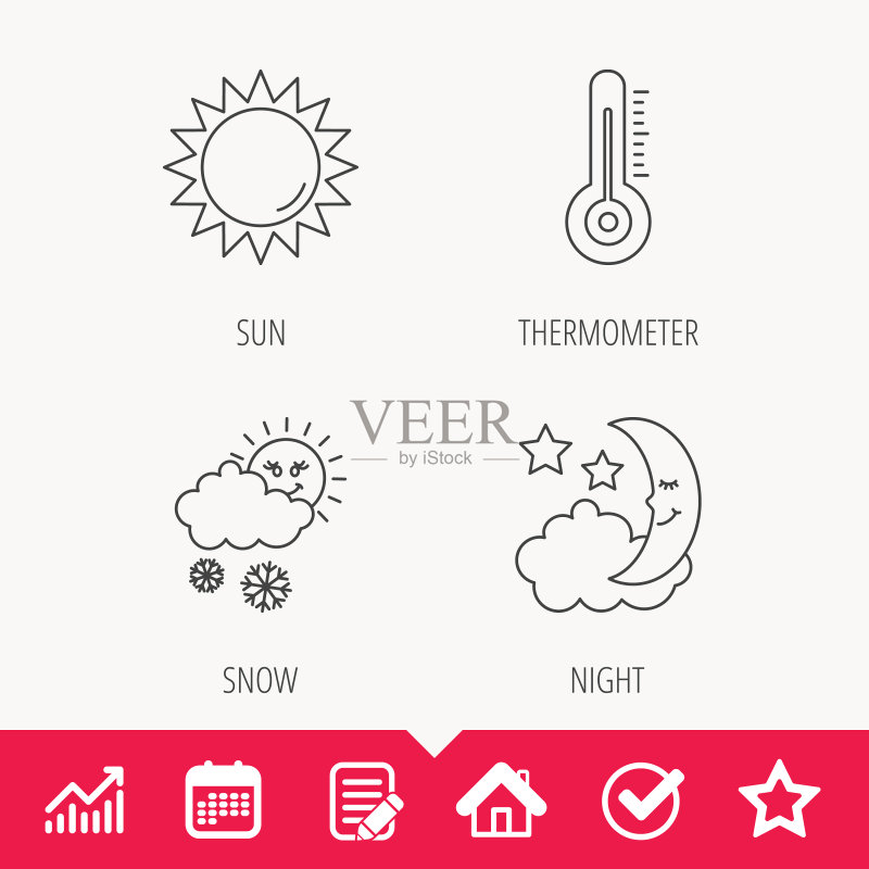 温度计太阳和雪图标图标素材