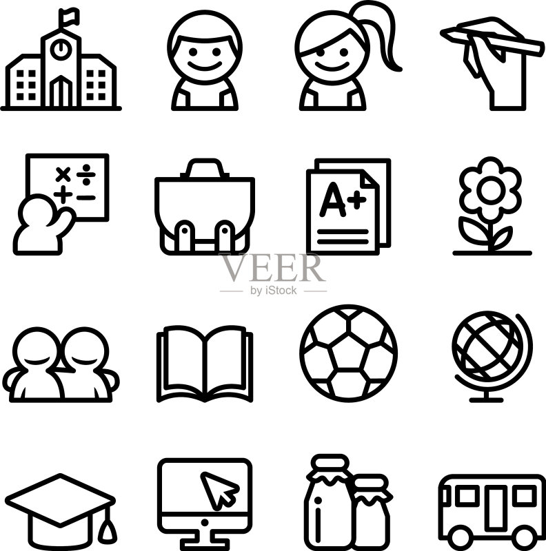学校图标集细线图标图标素材