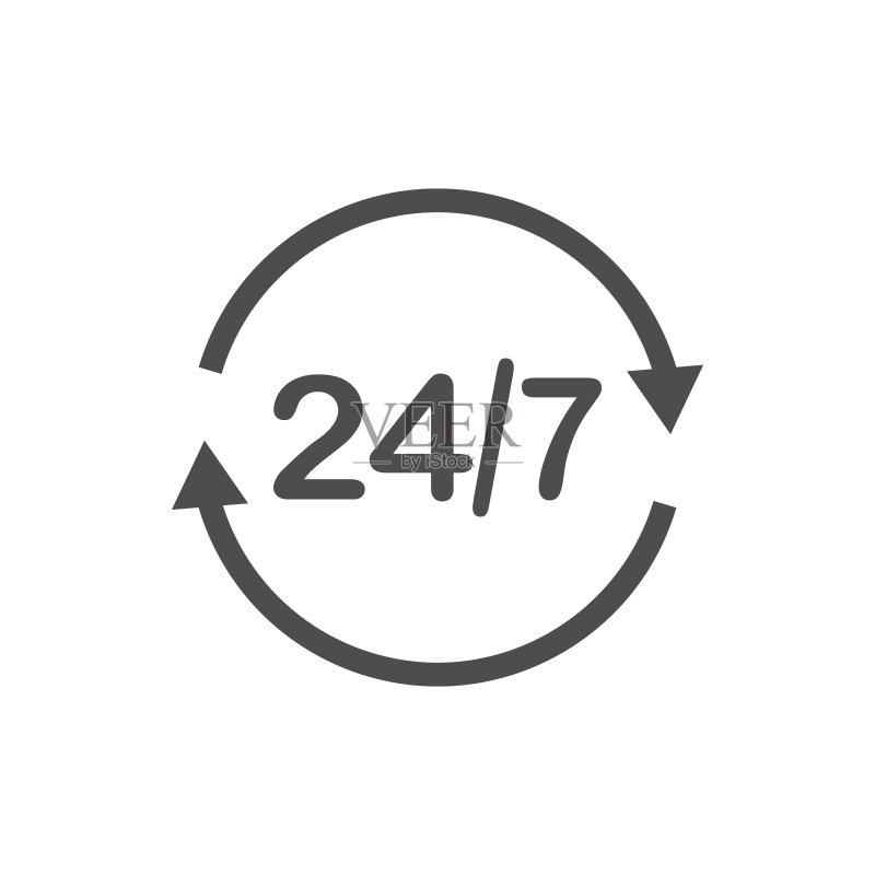 24小时7天图标时钟图标素材
