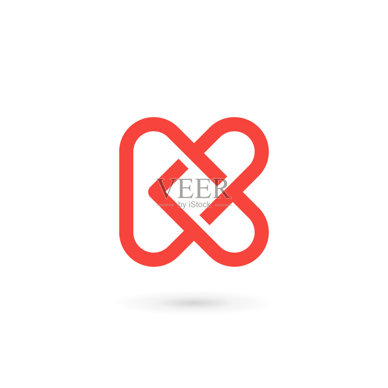 字母K心形标志图标设计模板元素图标素材