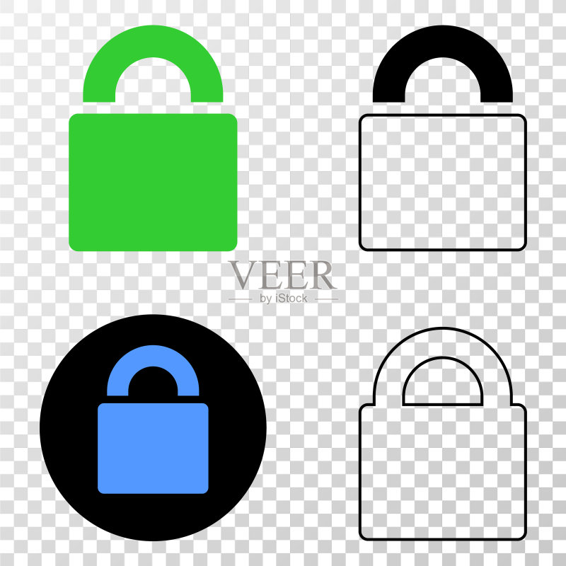 带轮廓线的锁形EPS图标图标素材