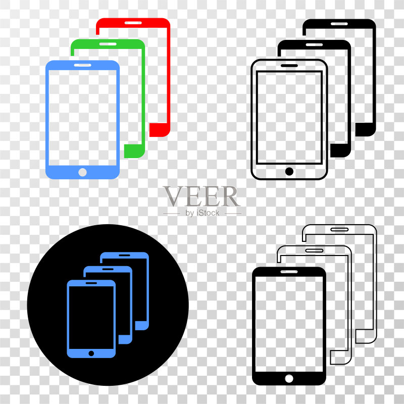 带有轮廓版本的智能手机EPS图标图标素材