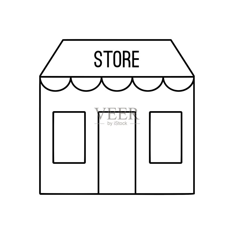 商店建筑线条图标图标素材