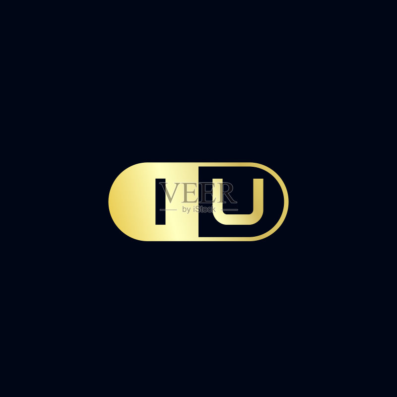 IU首字母Logo模板设计图标素材