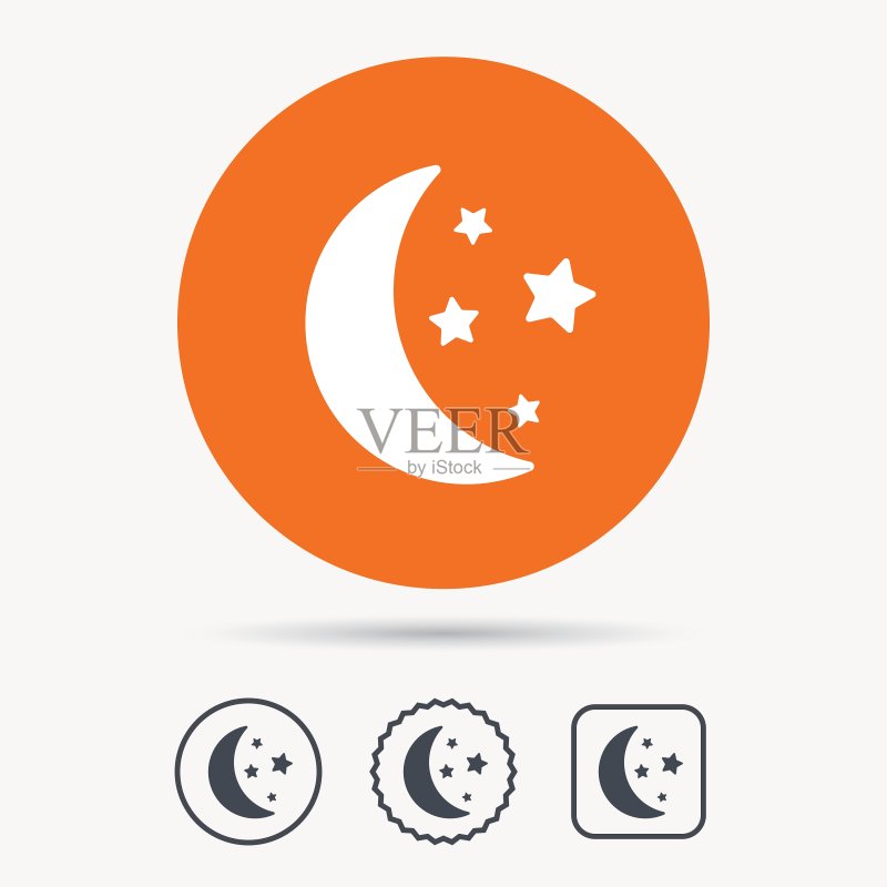 月亮和星星图标,夜间睡眠标志图标素材