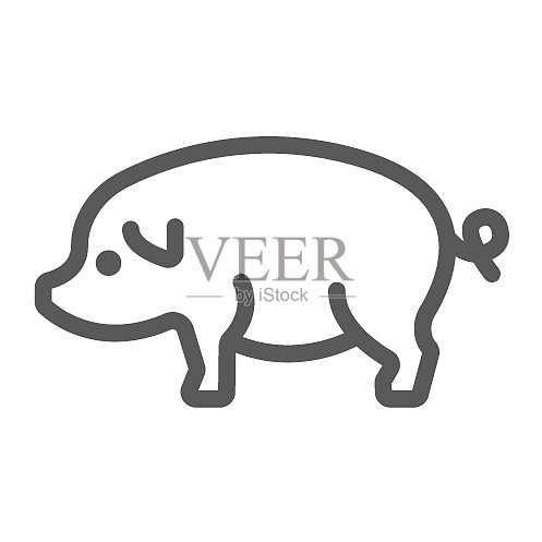 猪线条图标,关于农业和猪肉图标素材