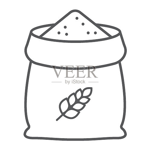 农业种植用小麦袋细线图标图标素材