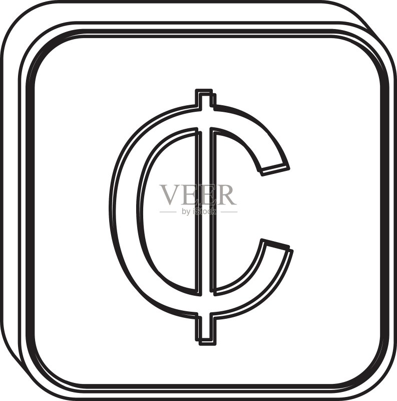带有货币符号的单色方形轮廓图标素材