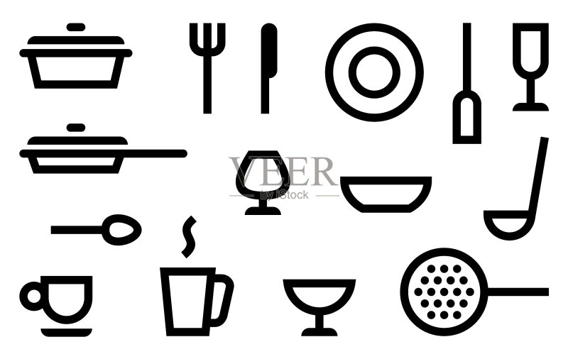 简约烹饪厨具符号图标素材