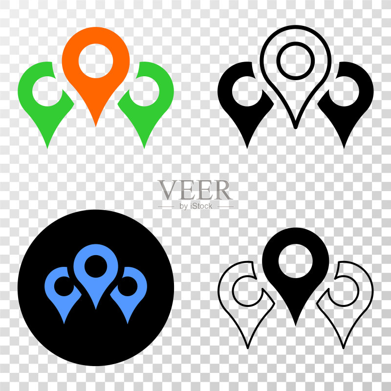 带轮廓版本的地图标记EPS图标图标素材
