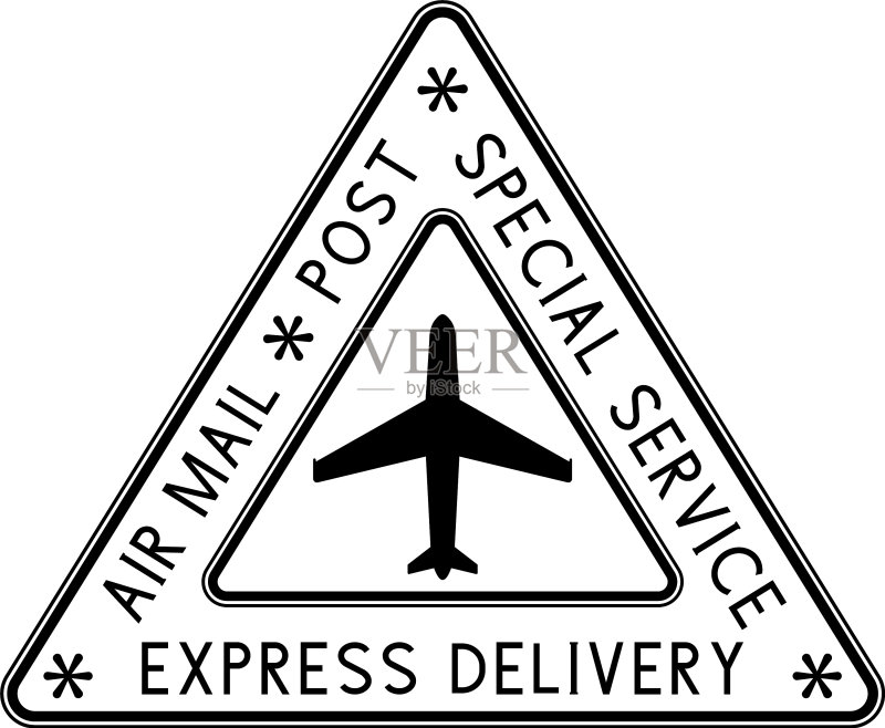 航空邮件三角形黑色邮戳图标素材