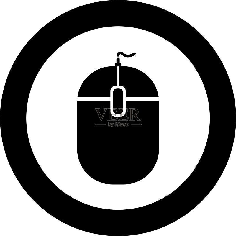 圆形黑色PC鼠标图标图标素材